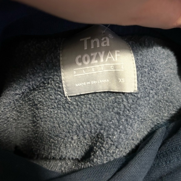 TNA Cozy AF Fleece Blue Cropped Hoodie - Picture 2 of 3